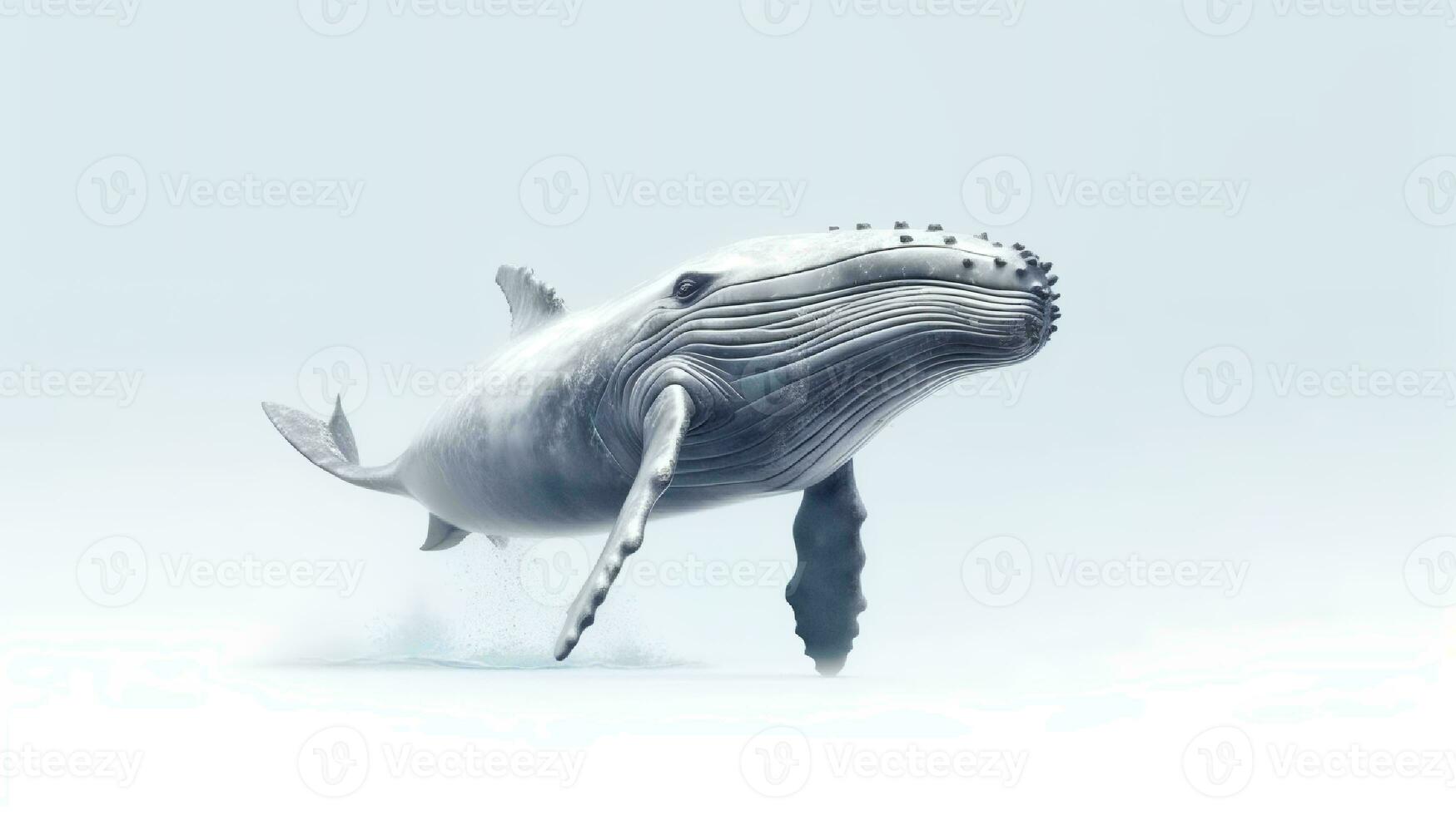 Photo of a whale on white background. Generative AI