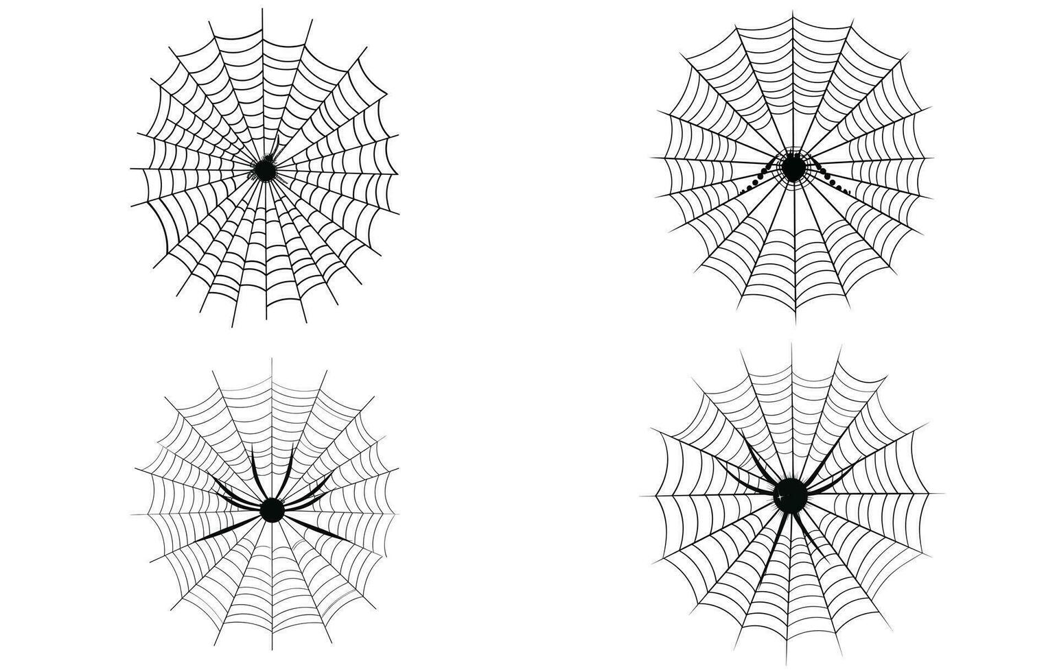 arañas telaraña silueta, Víspera de Todos los Santos elemento araña telaraña, redondo de miedo araña web, Víspera de Todos los Santos íconos vector