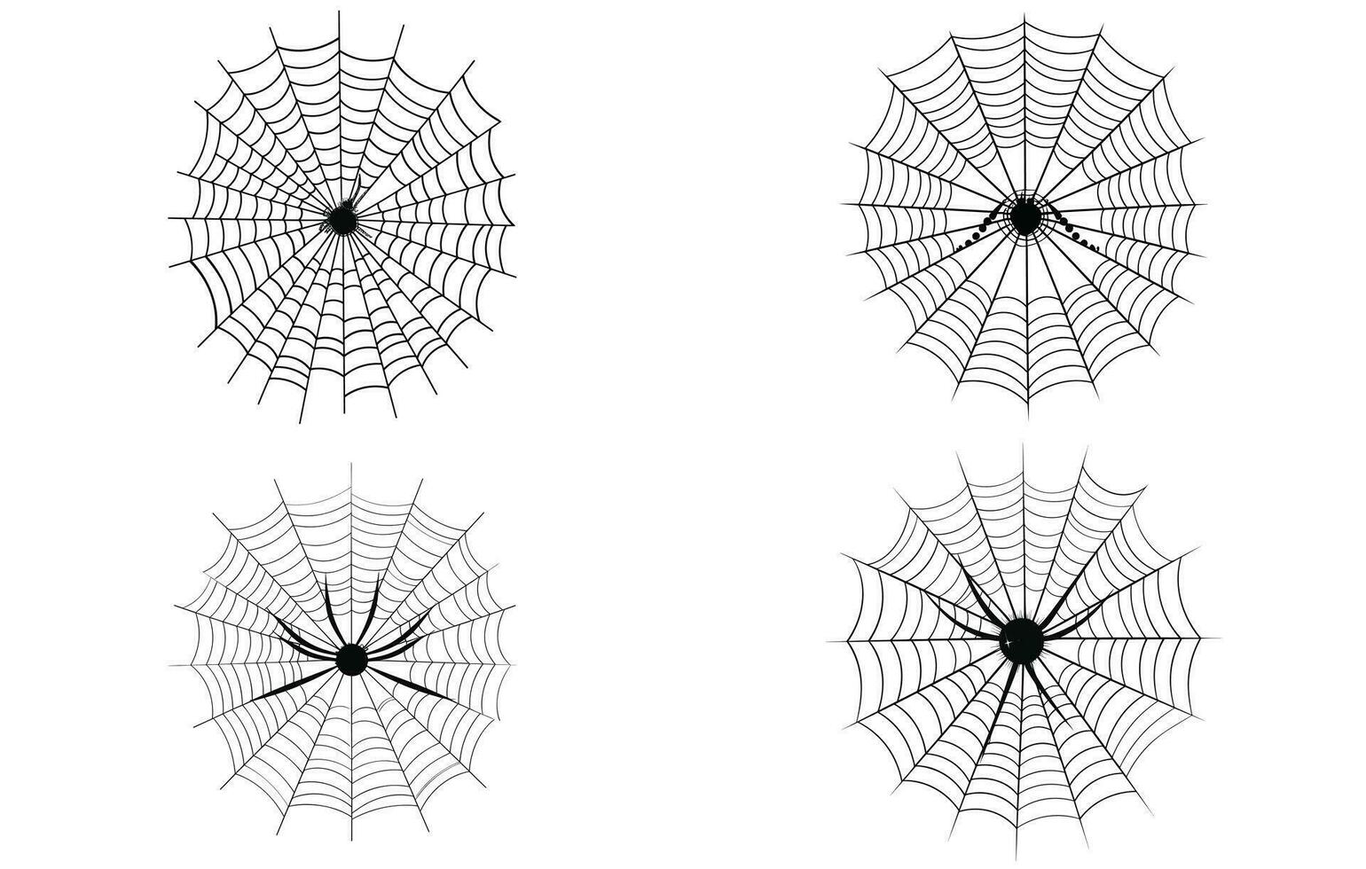 Spiders Cobweb Silhouette, Halloween element spider cobweb, Round scary spider web, Halloween icons vector