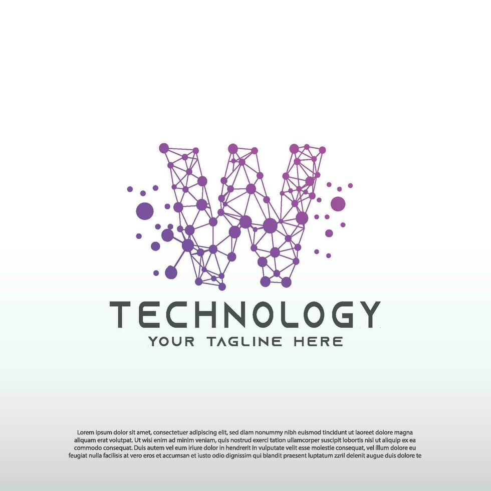 Technology logo with initial W letter, network icon -vector vector