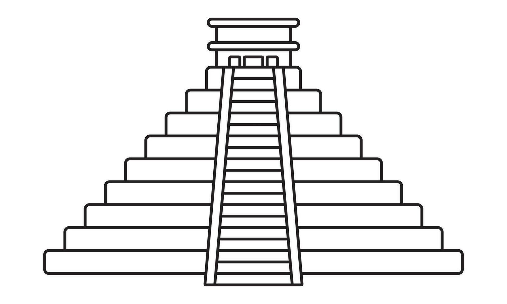 Ancient civilization el Castillo pyramid line art icon for apps and