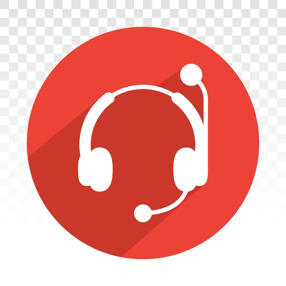 Customer service headset or Customer support earphone flat icon for apps and websites vector