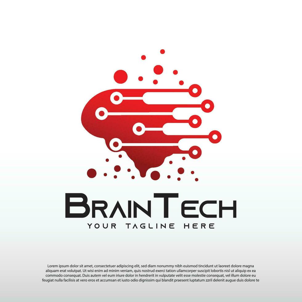 Technology logo with human brain concept, technology icon, illustration element-vector vector