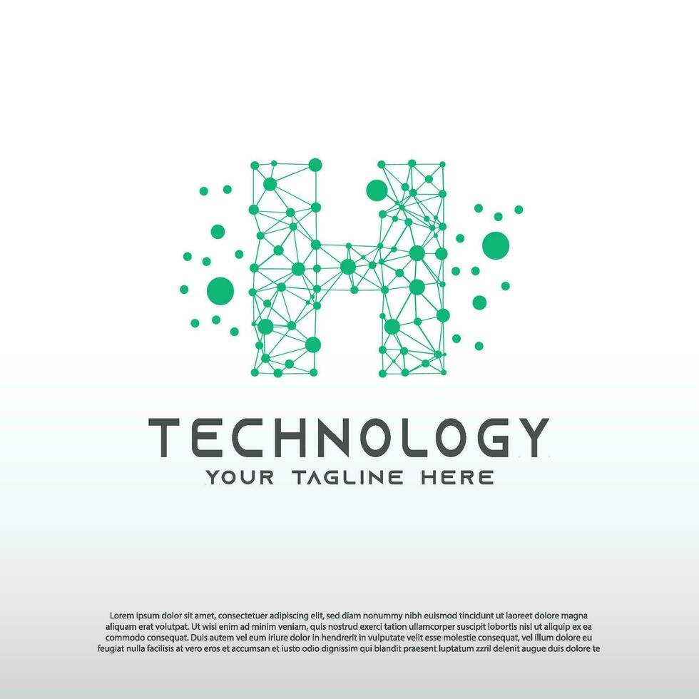 Technology logo with initial H letter, network icon -vector vector