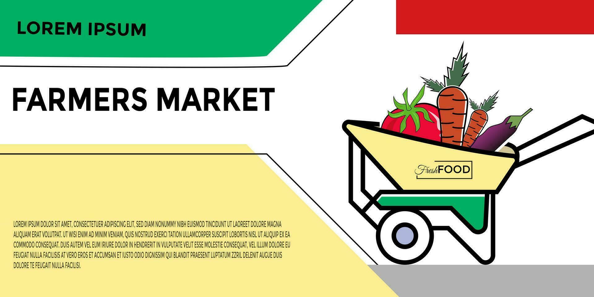 Farmer's market banner. Local farming. Eco, fresh products, certified logo marks for organic farming, food stores, healthy fresh products. Design illustration of agricultural background vector