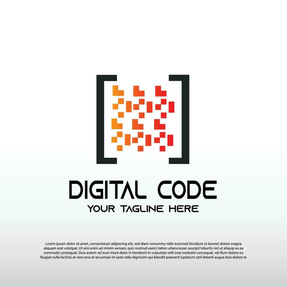 Digital code logo with pixel concept. Barcode. technology icon -vector vector