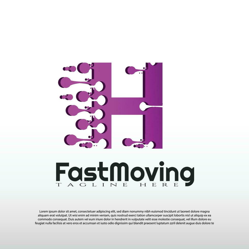 Fast Moving logo with initial H letter concept. Movement sign. Technology business and digital icon -vector vector