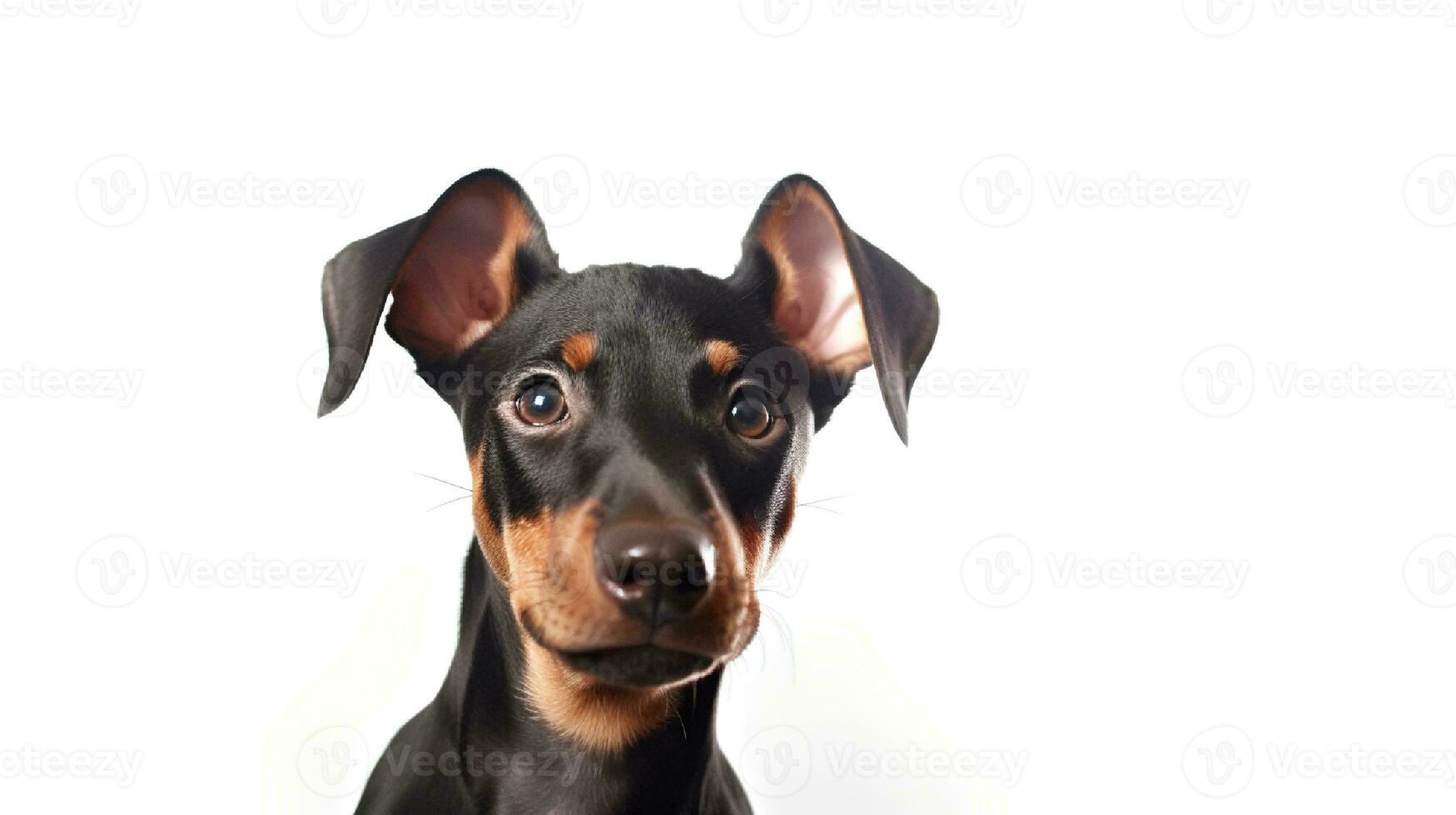 Photo of a doberman on white background. Generative AI