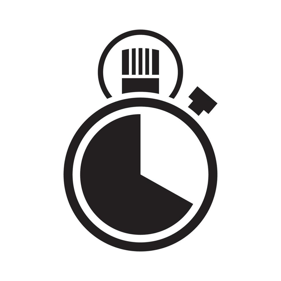 hora icono con un blanco fondo, reloj símbolo, cronógrafo firmar, vector ilustración elemento