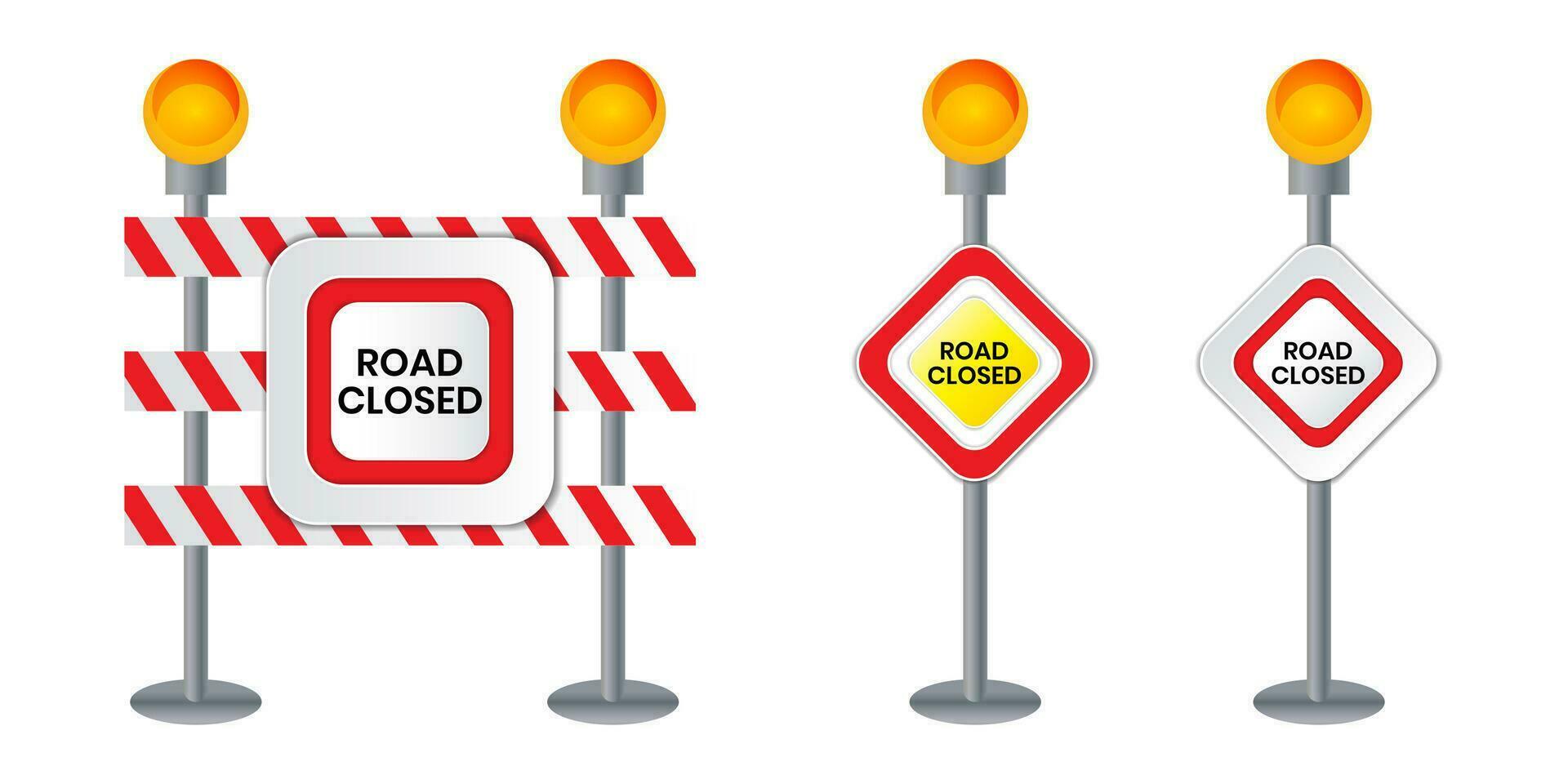 Closed road sign for barrier Construction marking vector