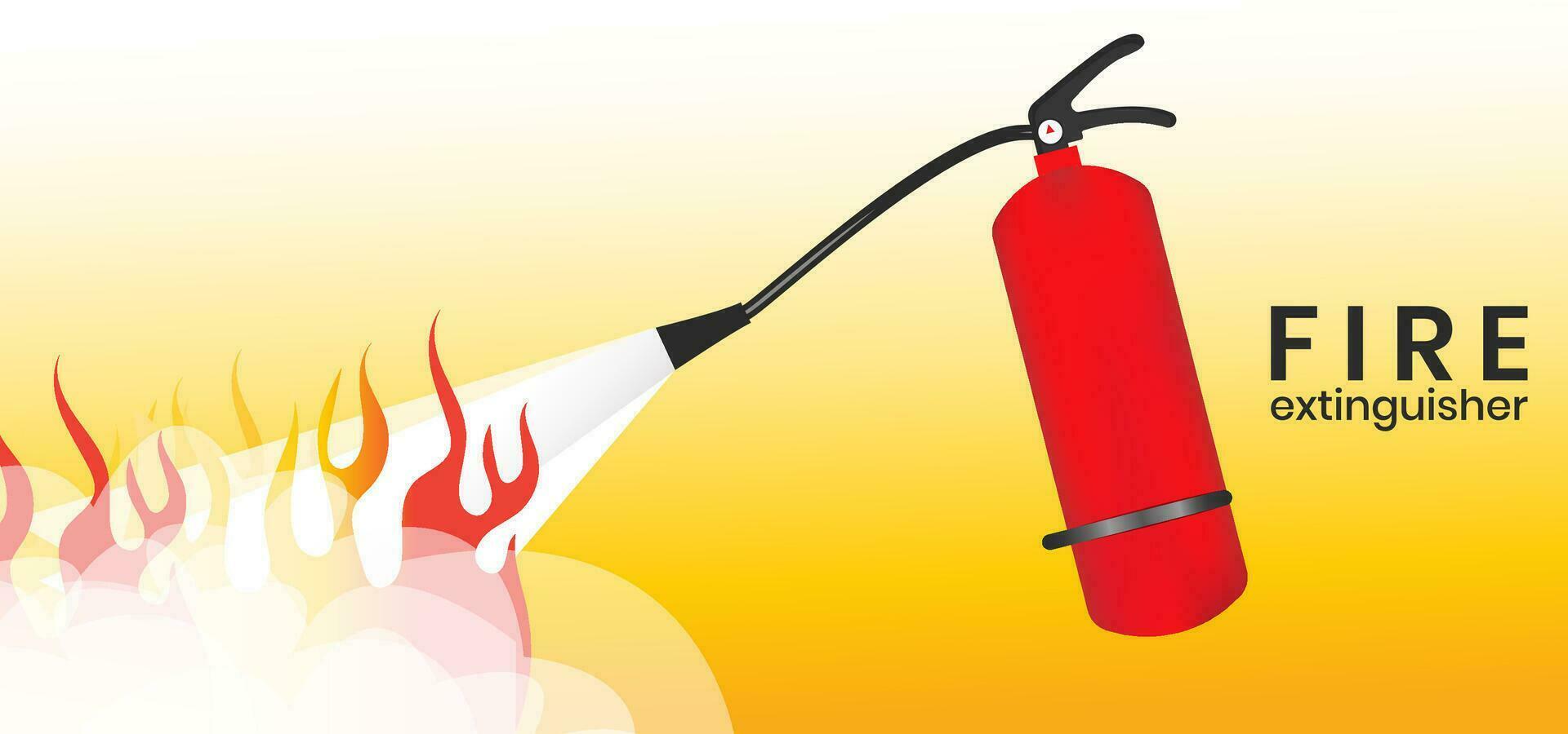 illustration of fire fighting with extinguishers. vector