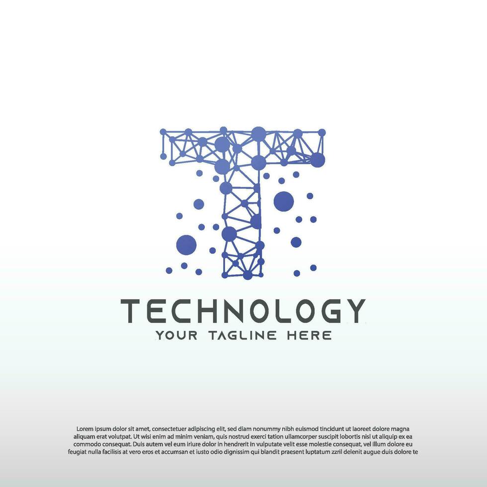 Technology logo with initial T letter, network icon -vector vector