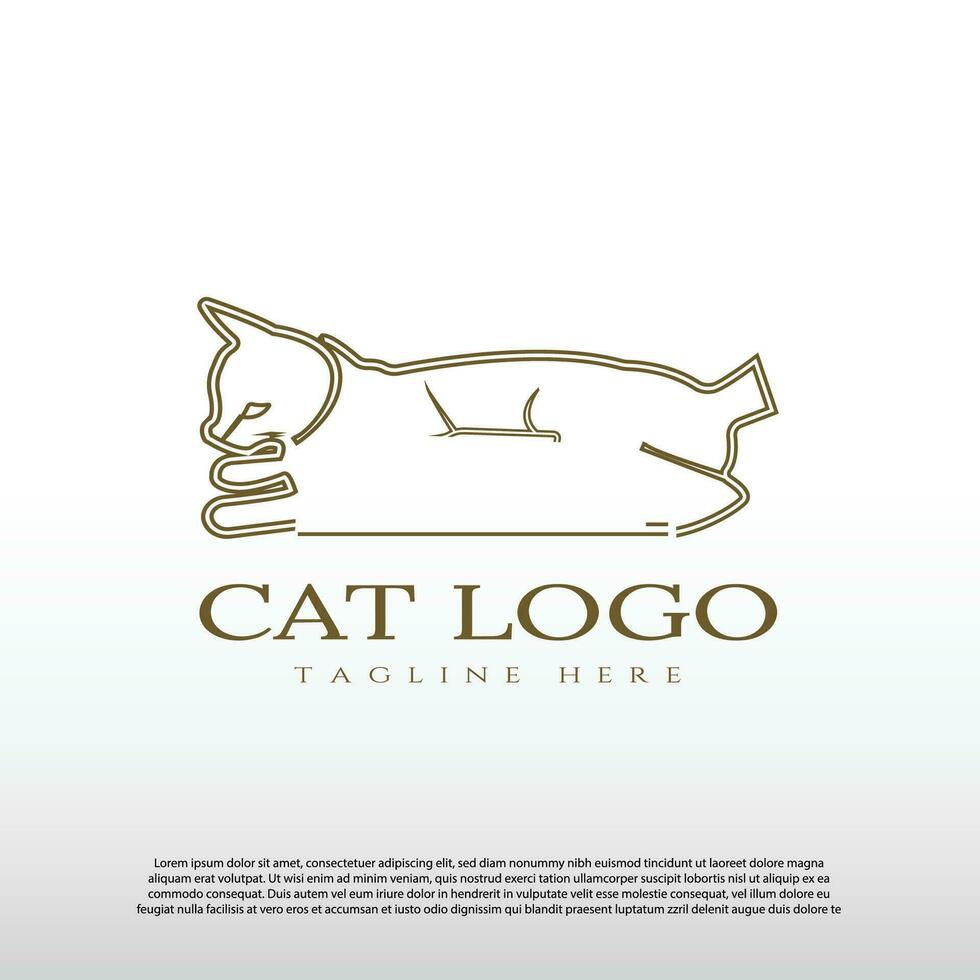 cat logo with line art design. animal and wildlife icon -vector vector
