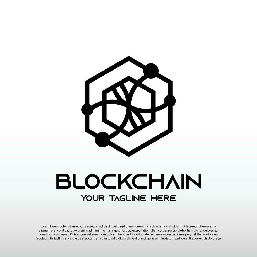 Blockchain logo with line art concept. future technology sign or symbol. cryptocurrency -vector vector
