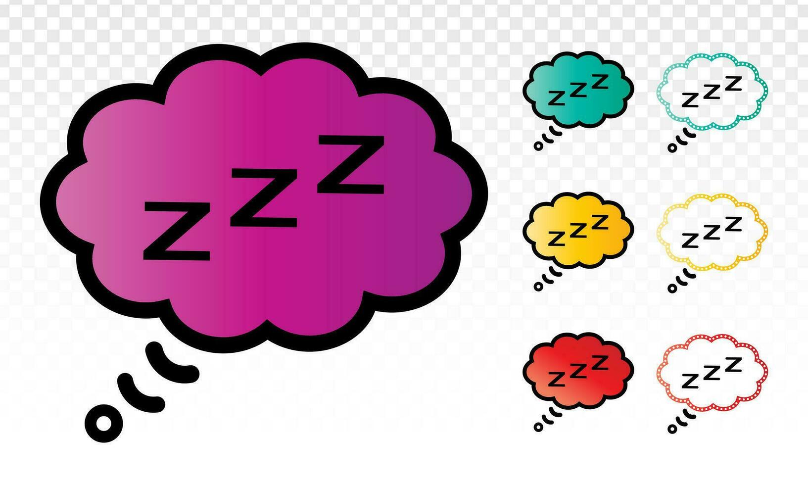 Sleeping - zzz or slumber in thought bubble icon for sleep apps and websites . vector