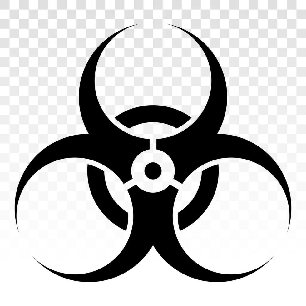 Biohazard or biological hazard warning sign or symbol flat vector icon for apps and websites