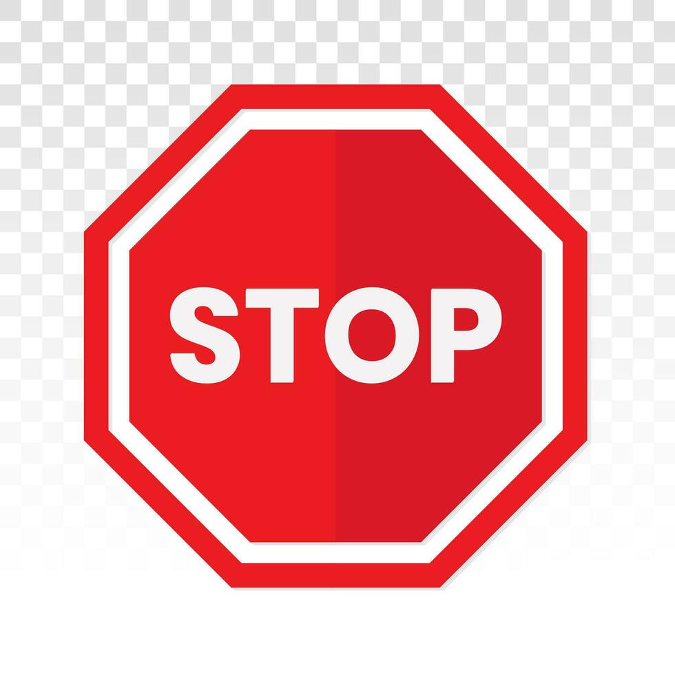 Red stop sign icon with text STOP for apps or websites vector