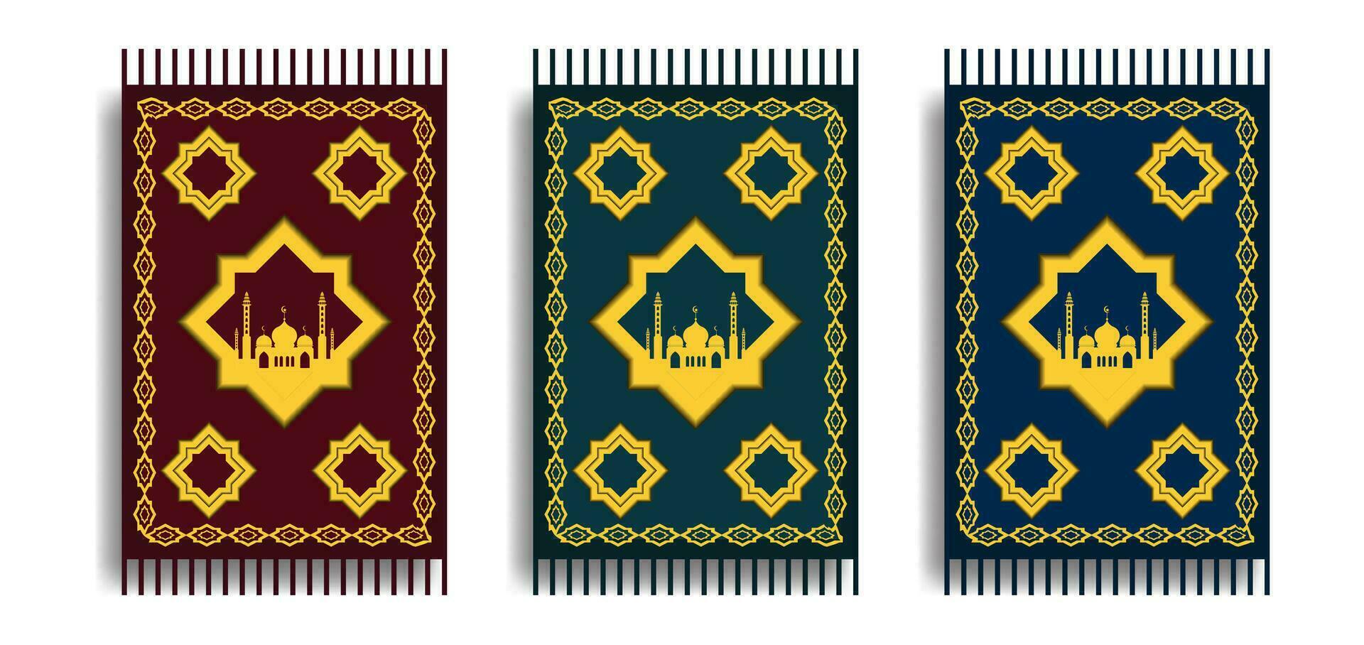 Islamic prayer rug collection vector