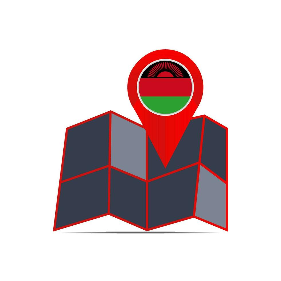 Maps of maps of Malawi are isolated with country flags vector