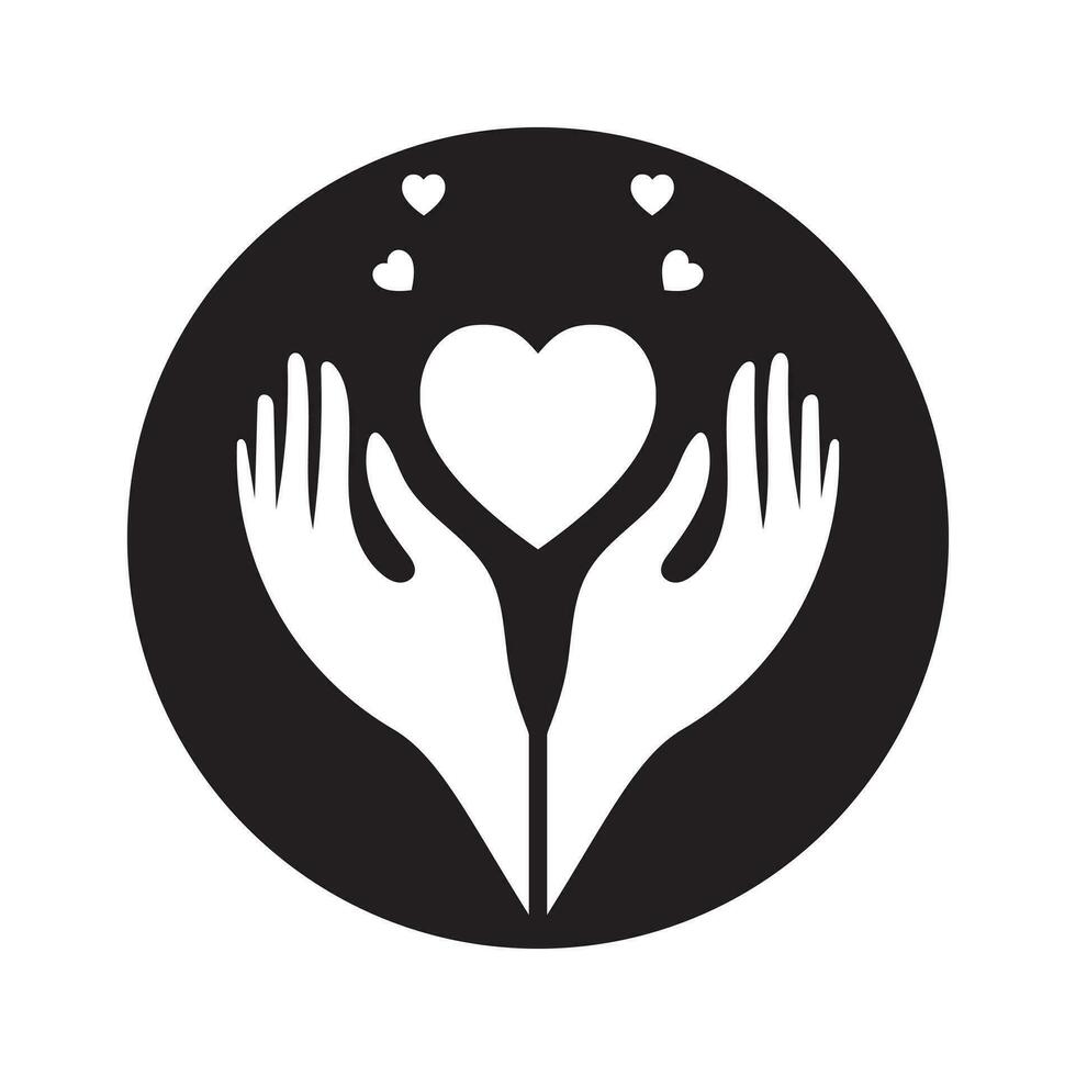 hand holding heart flat icon for healthcare apps and website vector