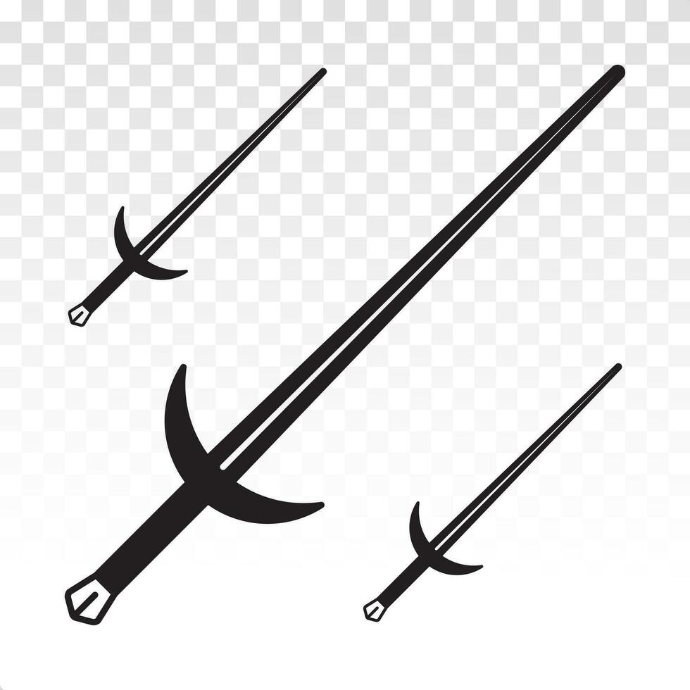 3 Long sword or broadsword blade flat icons for apps and websites vector