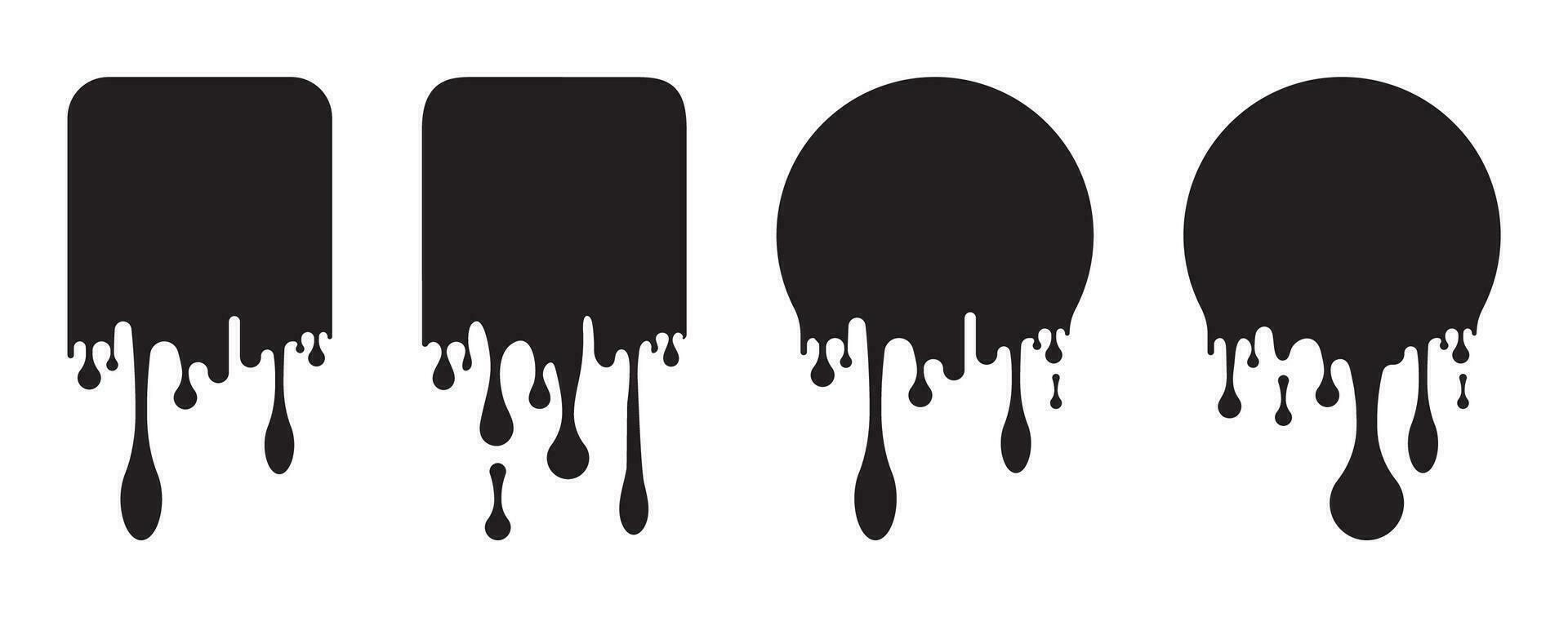 paint drip or Dripping paint square and circle sticker labels vector