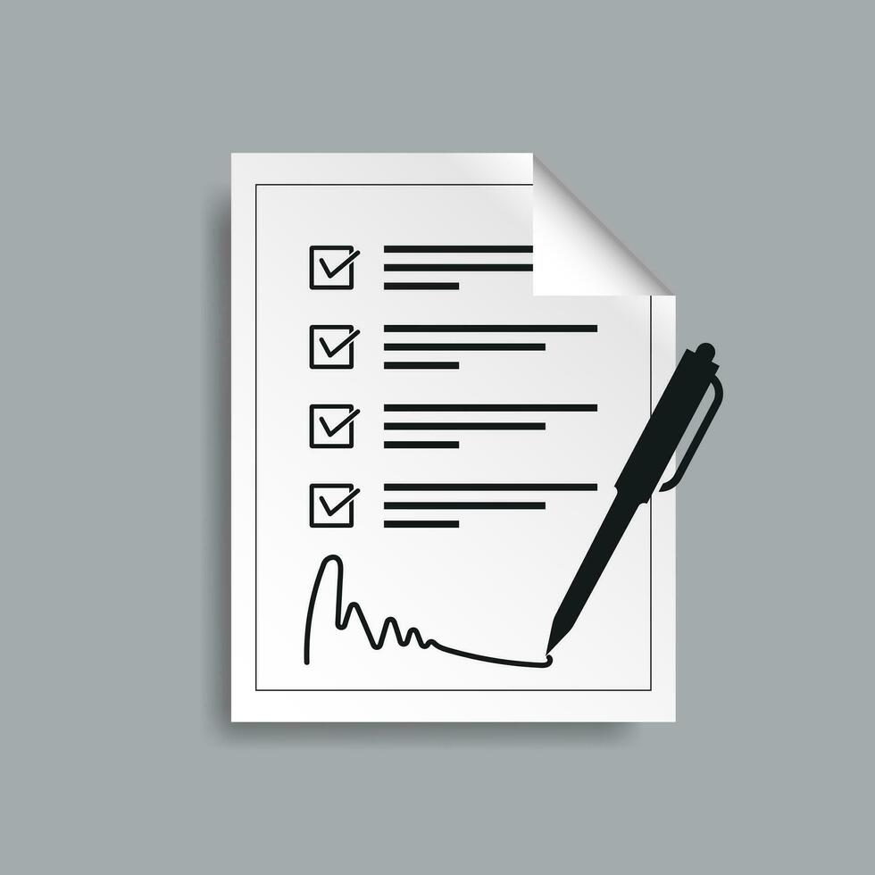 Pen signing icon a contract with line art for business apps and websites vector