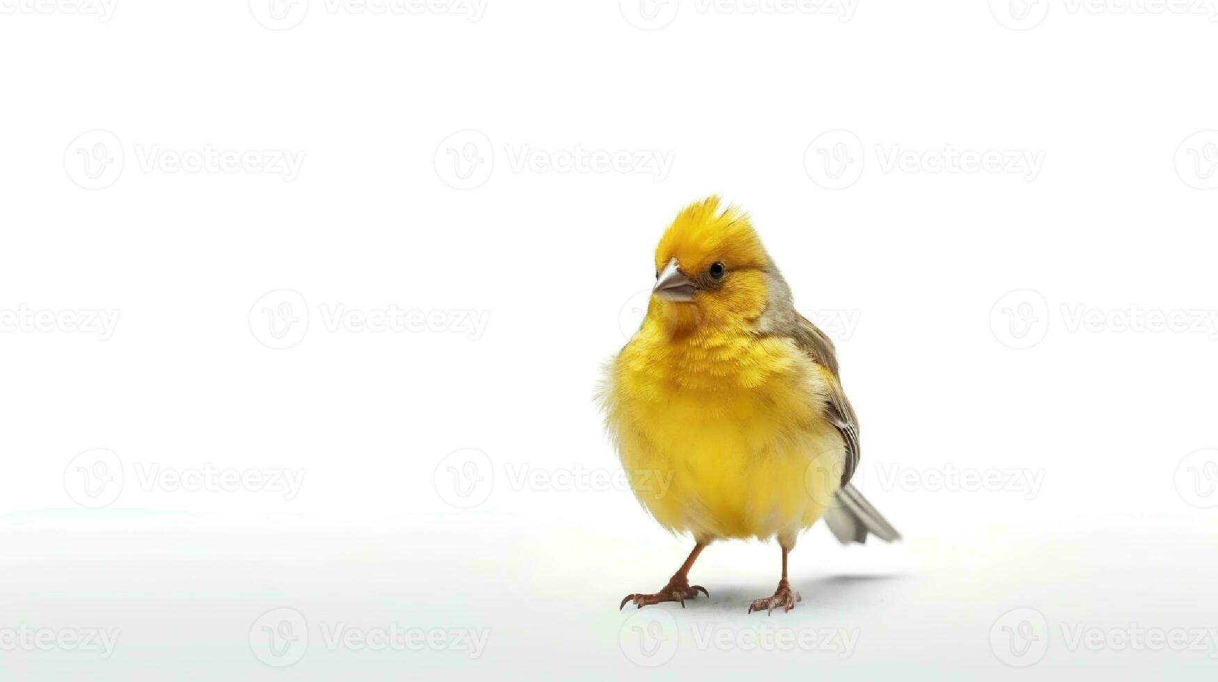 foto de un canario pájaro en blanco antecedentes. generativo ai