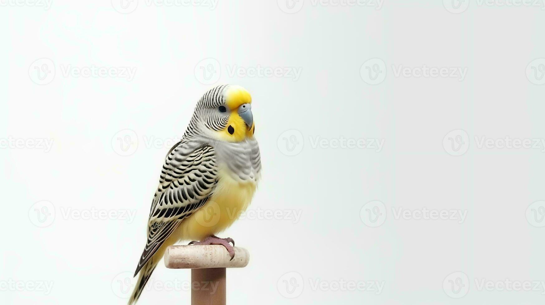foto de un periquito pájaro en blanco antecedentes. generativo ai