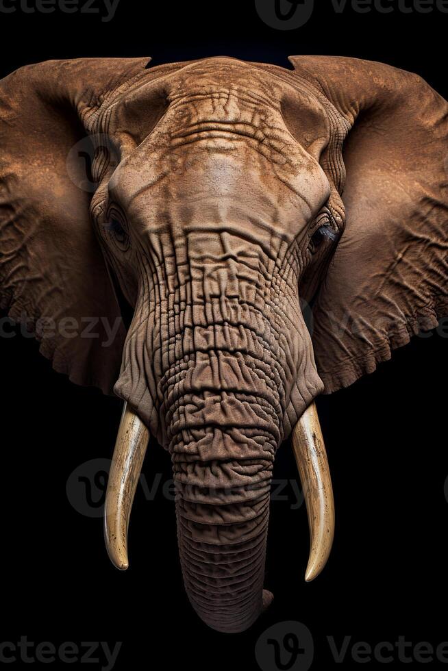 Photo of Elephant on black background.