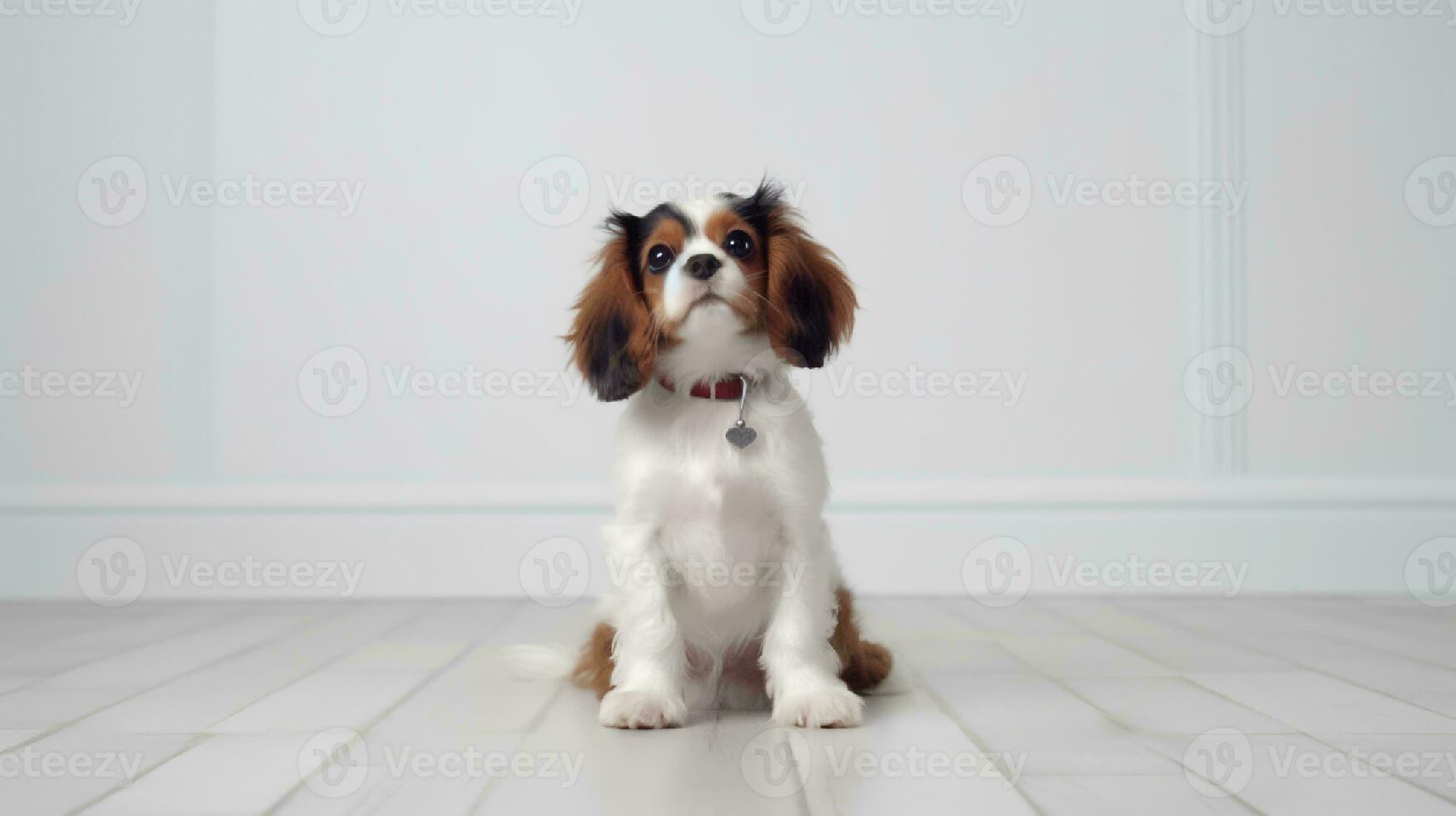 Photo of a cavalier on white background. Generative AI