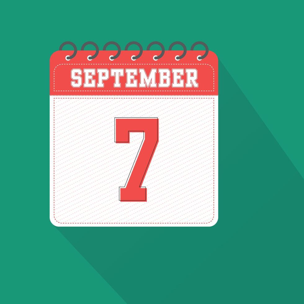 September 7 Calendar Daily Icon, Date, Month 26739875 Vector Art at
