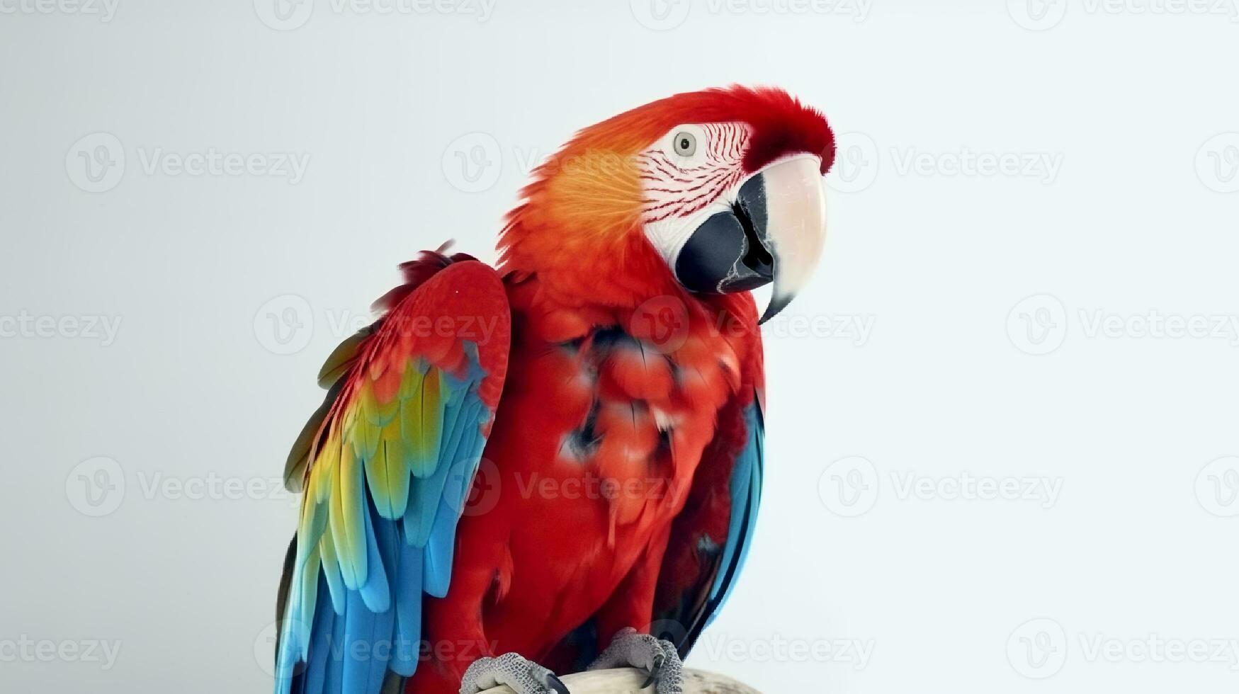 Photo of a macaw bird on white background