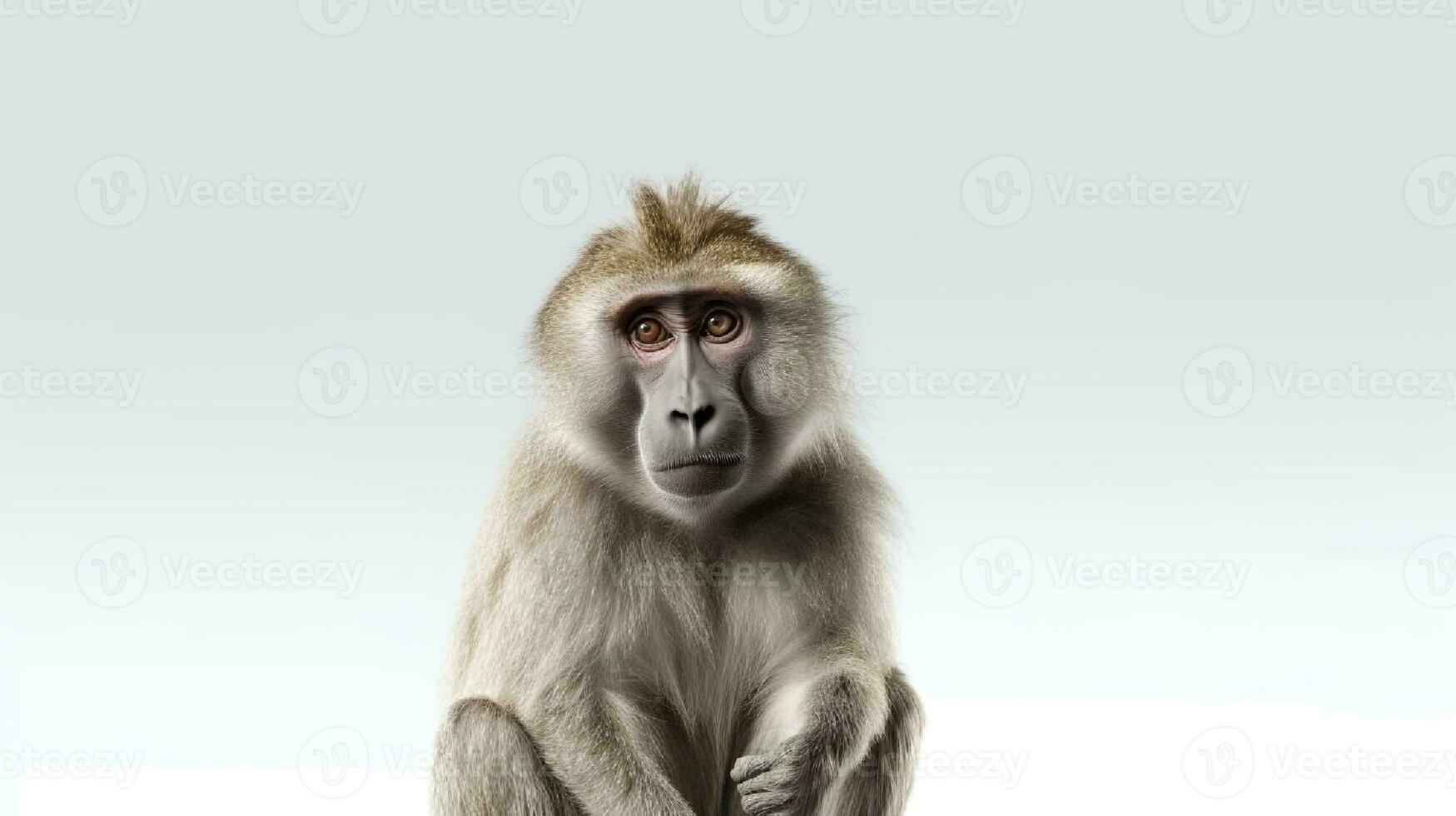 Photo of a Baboon on white background. Generative AI