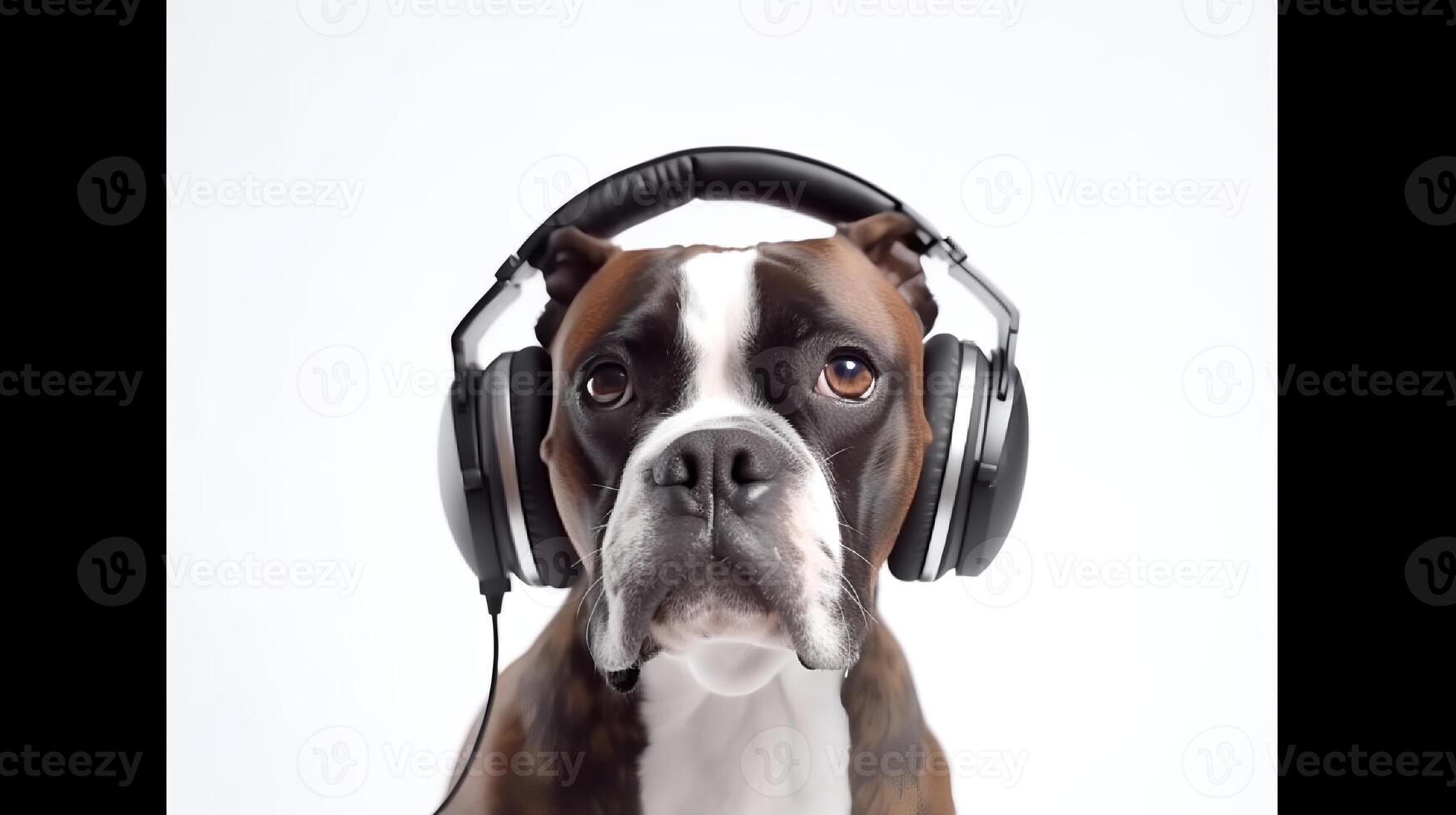 foto de Boxer utilizando auricular. generativo ai