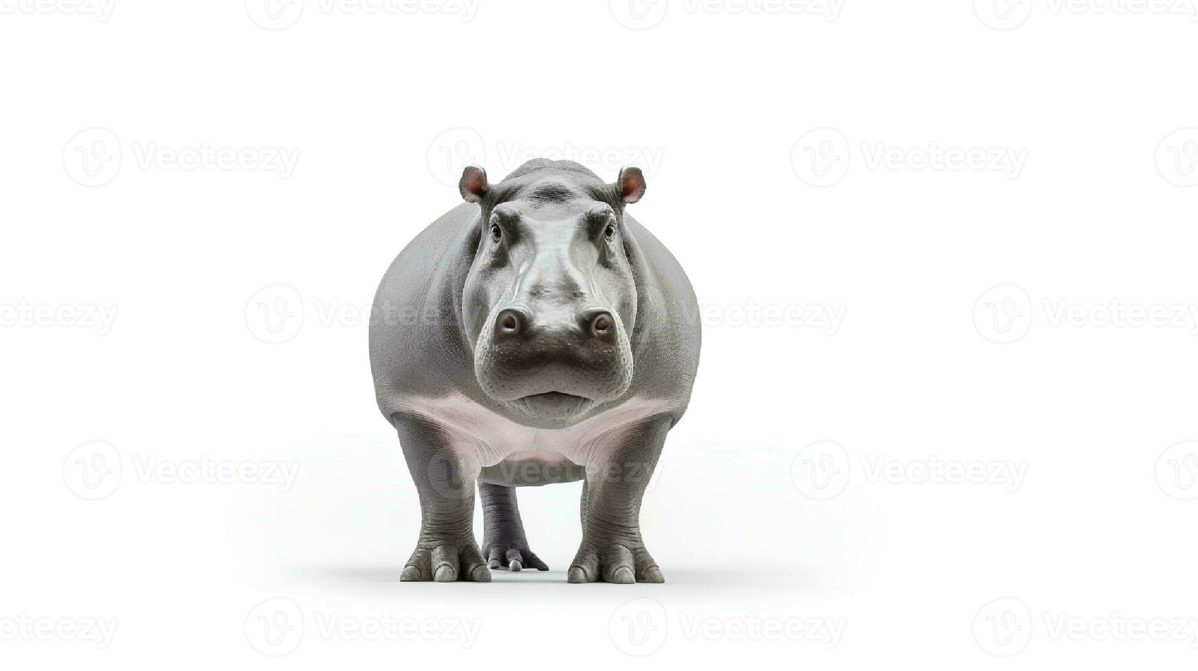 Photo of a hippo on white background. Generative AI