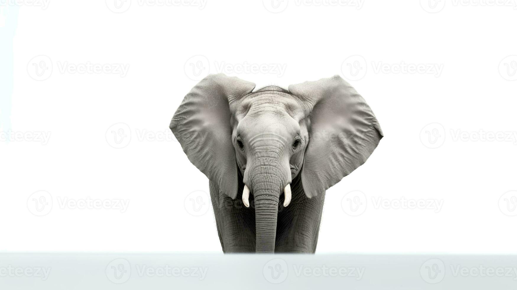 foto de un elefante en blanco antecedentes. generativo ai