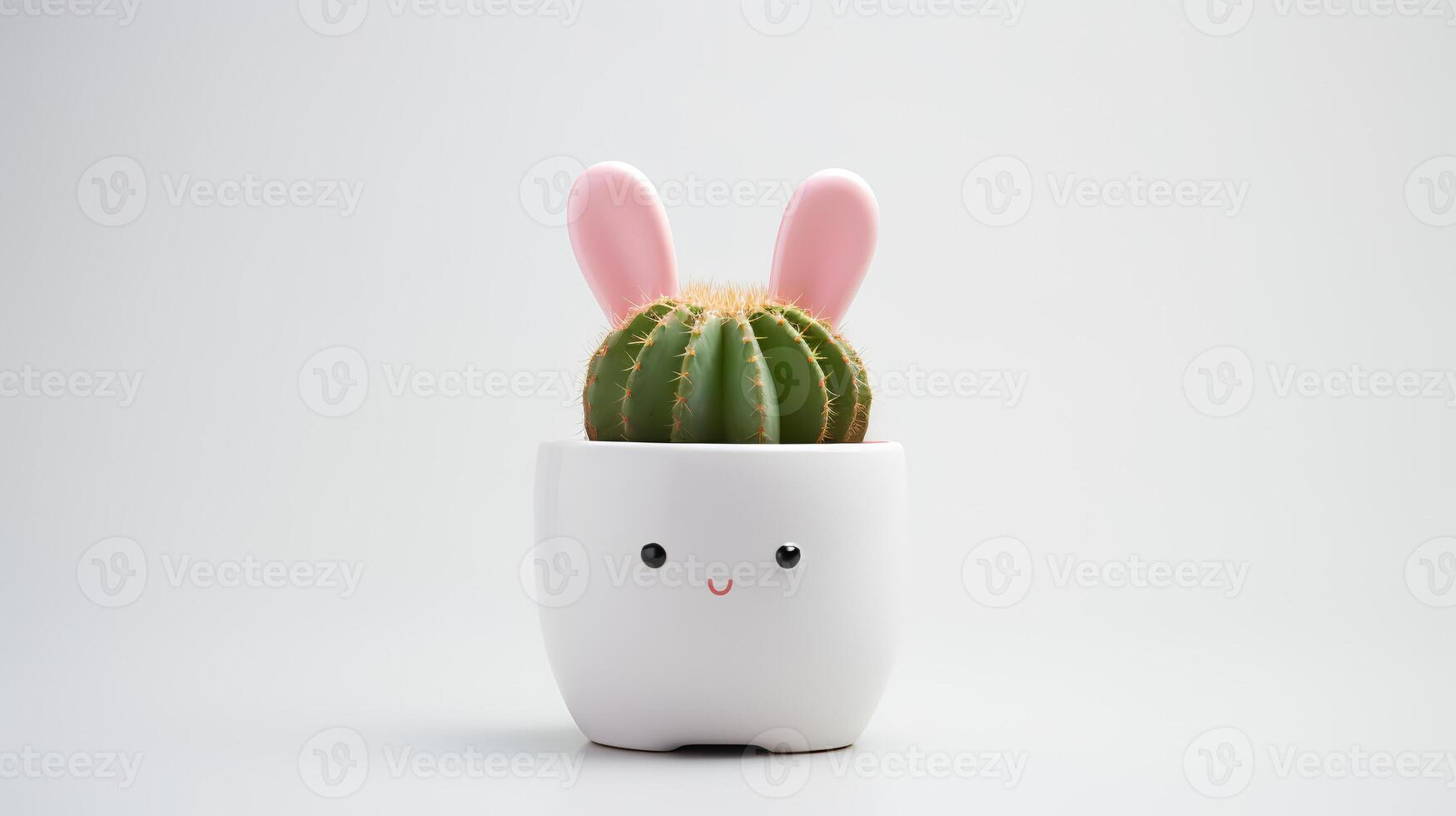 foto de decorado cactus con Conejo orejas como planta de casa en minimalista maceta. generativo ai