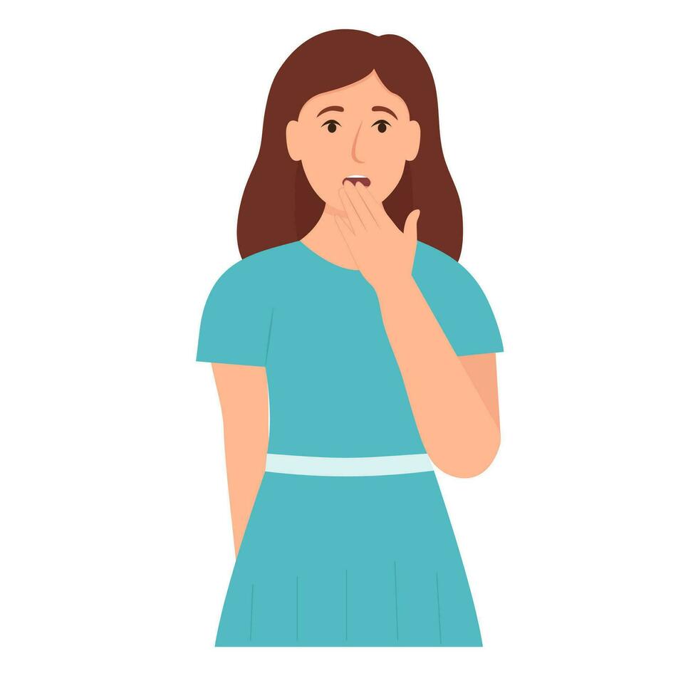 Surprised girl. Wow emotion. Vector illustration.