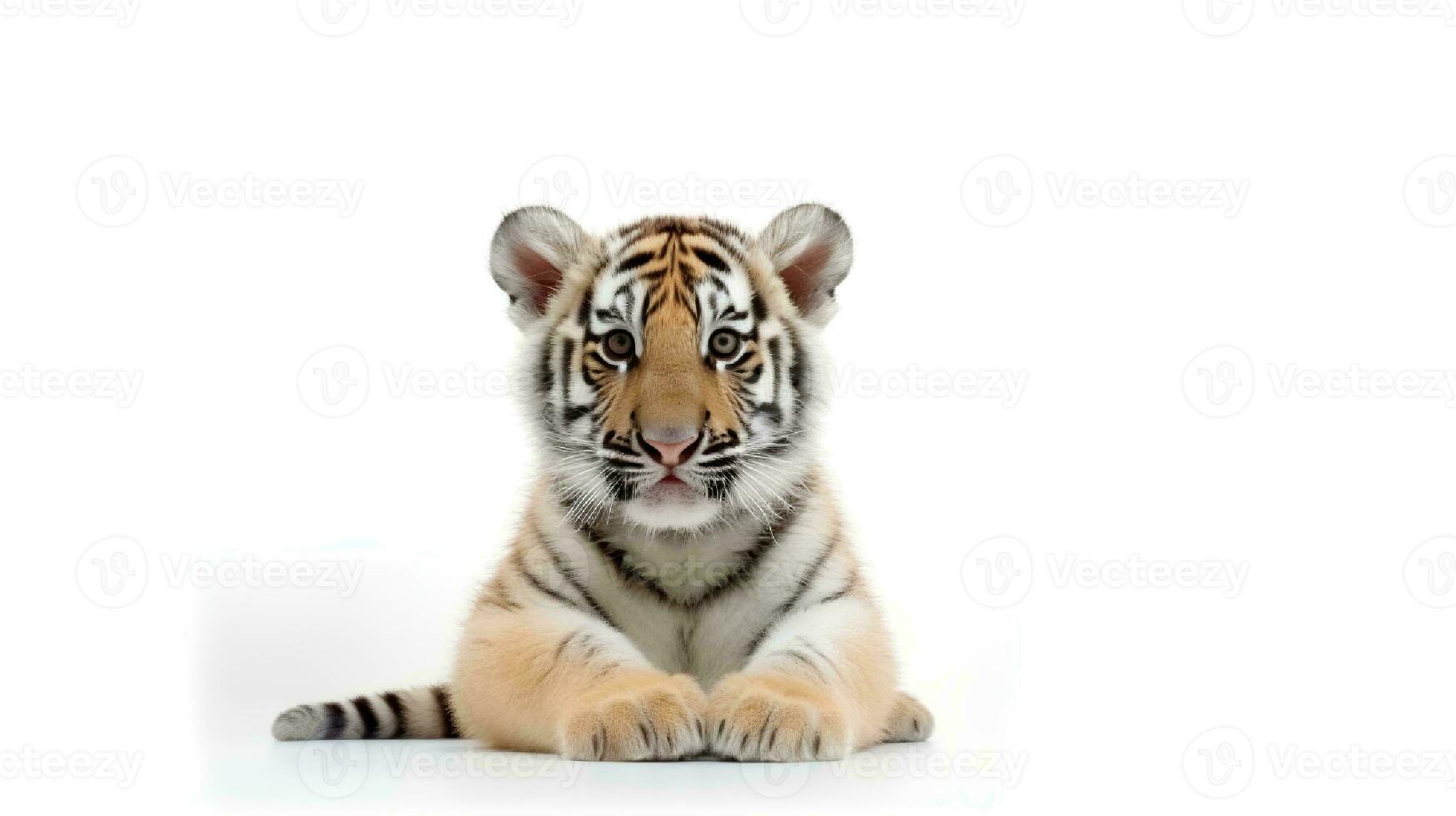 foto de un Tigre en blanco antecedentes. generativo ai