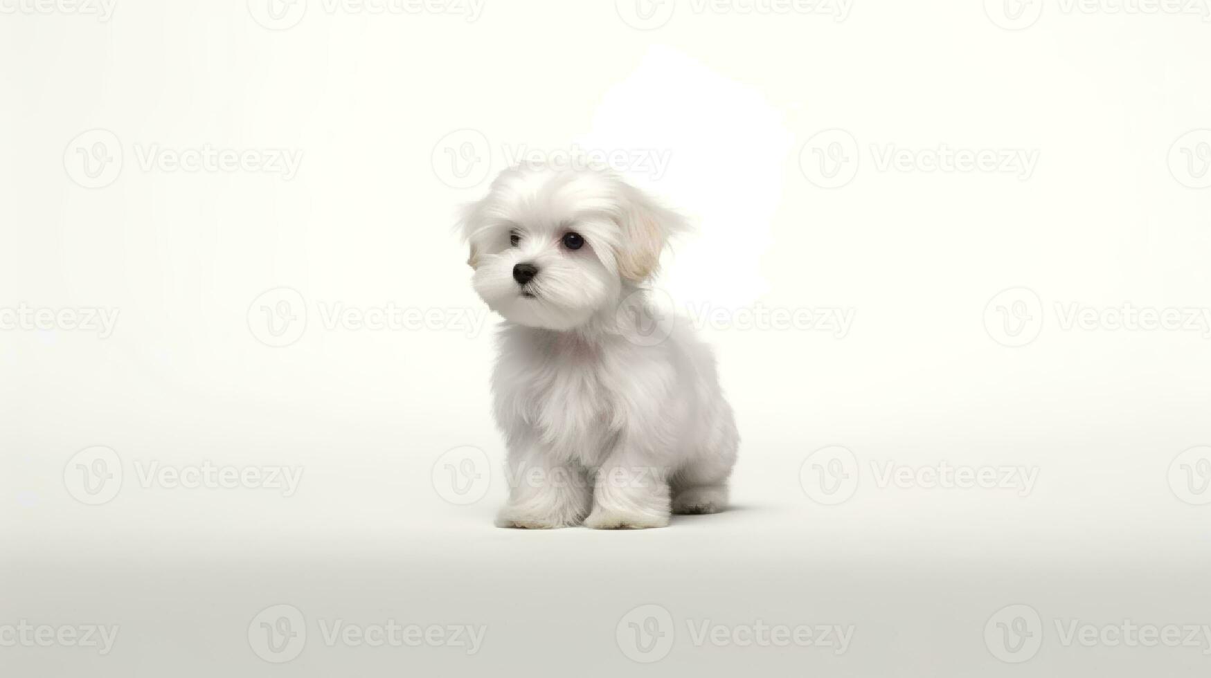 foto de un lhasa apso en blanco antecedentes. generativo ai