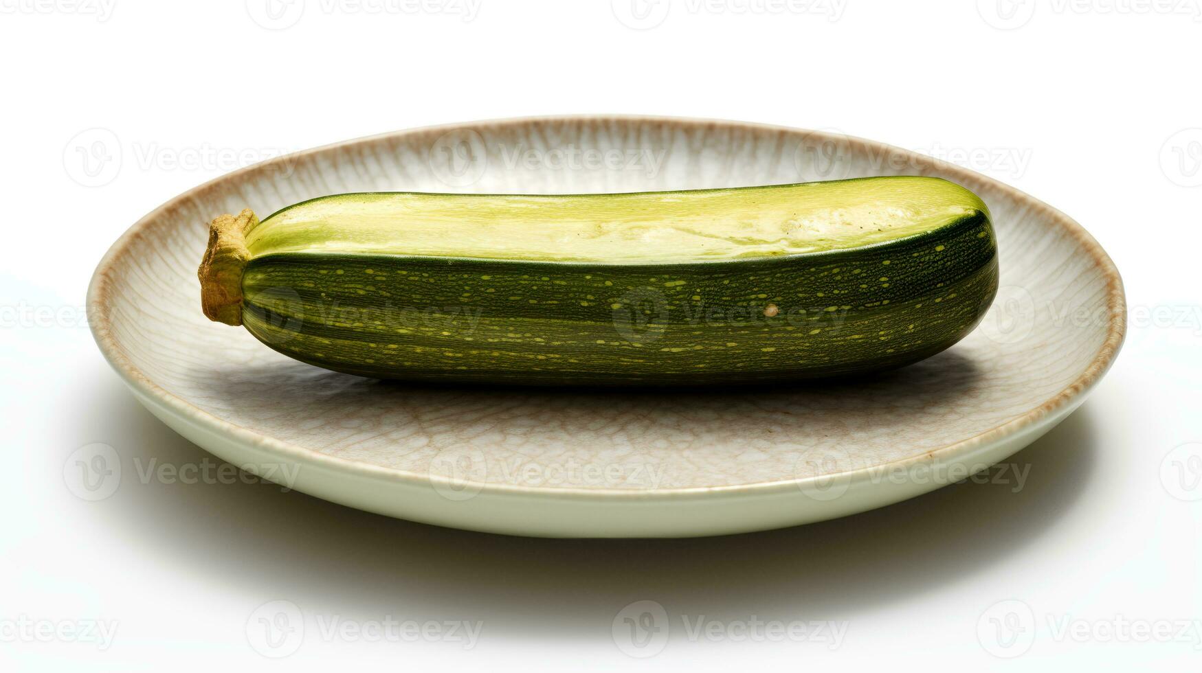 Photo of Zucchini sliced on plate isolated on white background