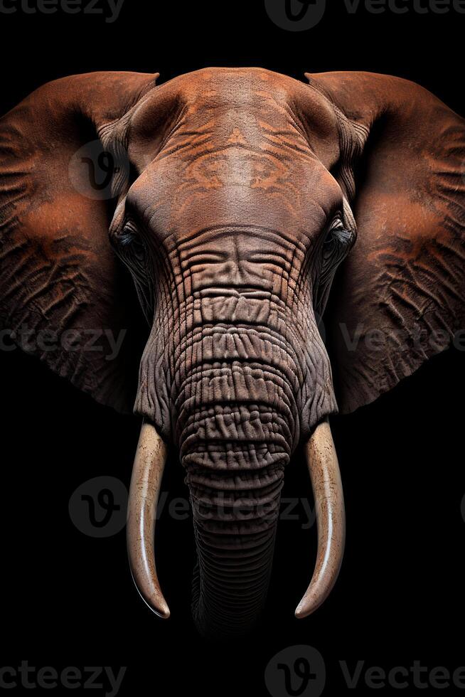 Photo of Elephant on black background.