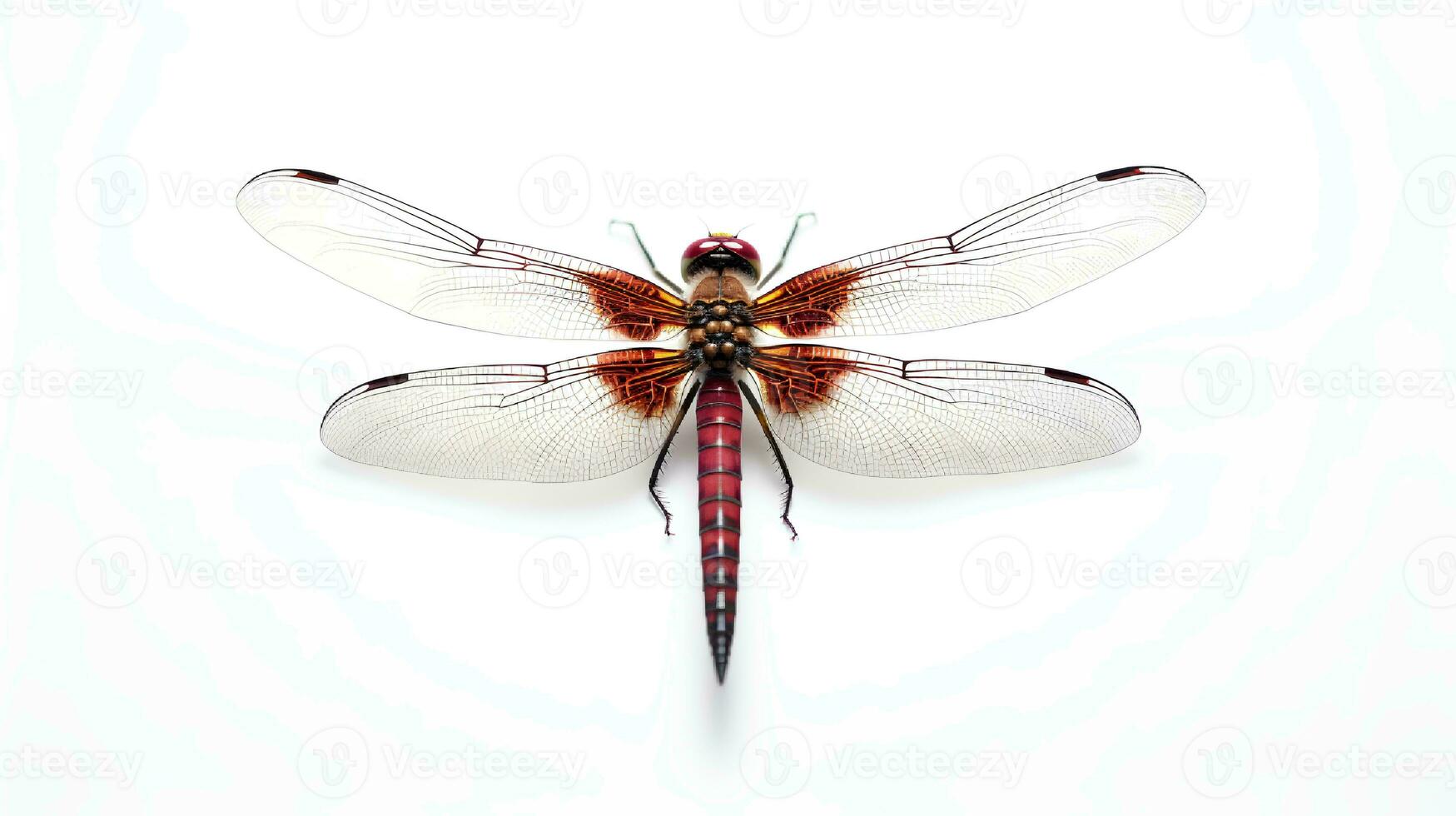 Photo of a dragonfly on white background. Generative AI