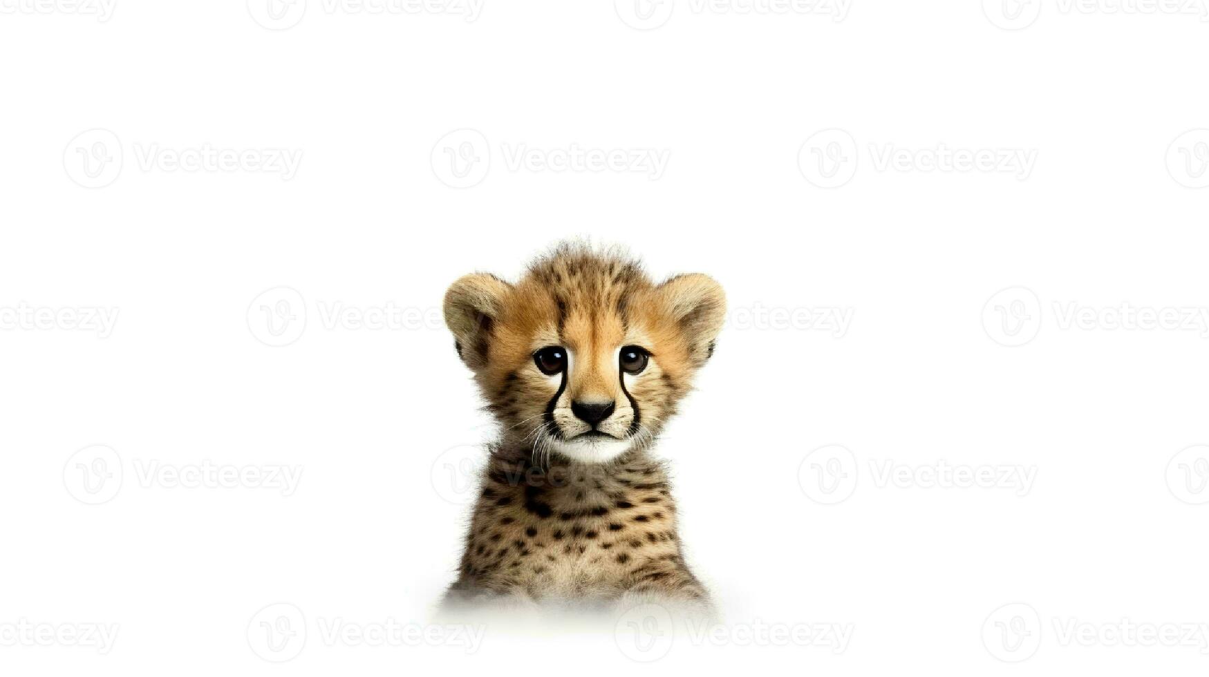 foto de un leopardo en blanco antecedentes. generativo ai