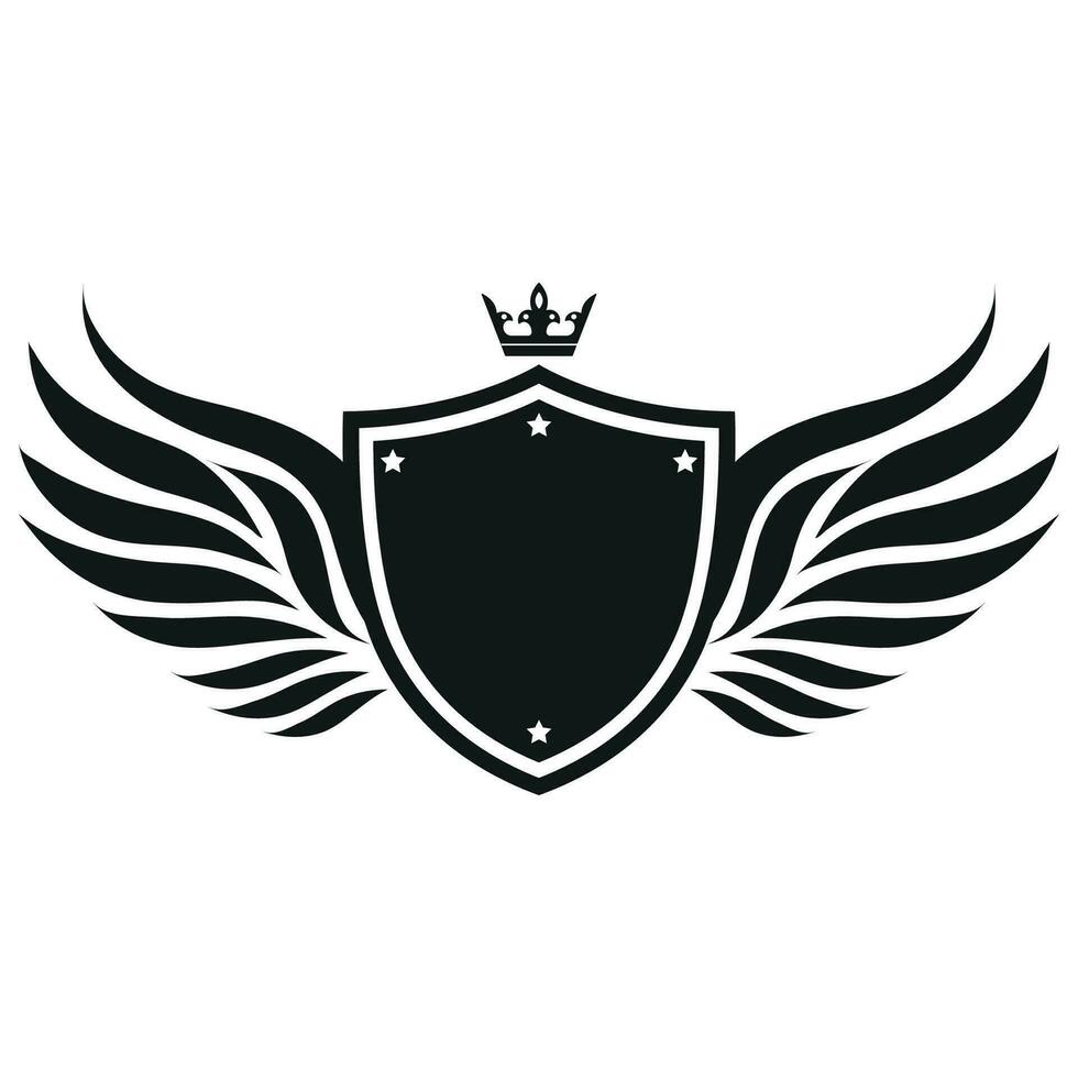 Shield logo illustration with wings vector