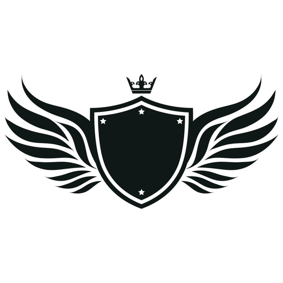 Shield logo illustration with wings vector