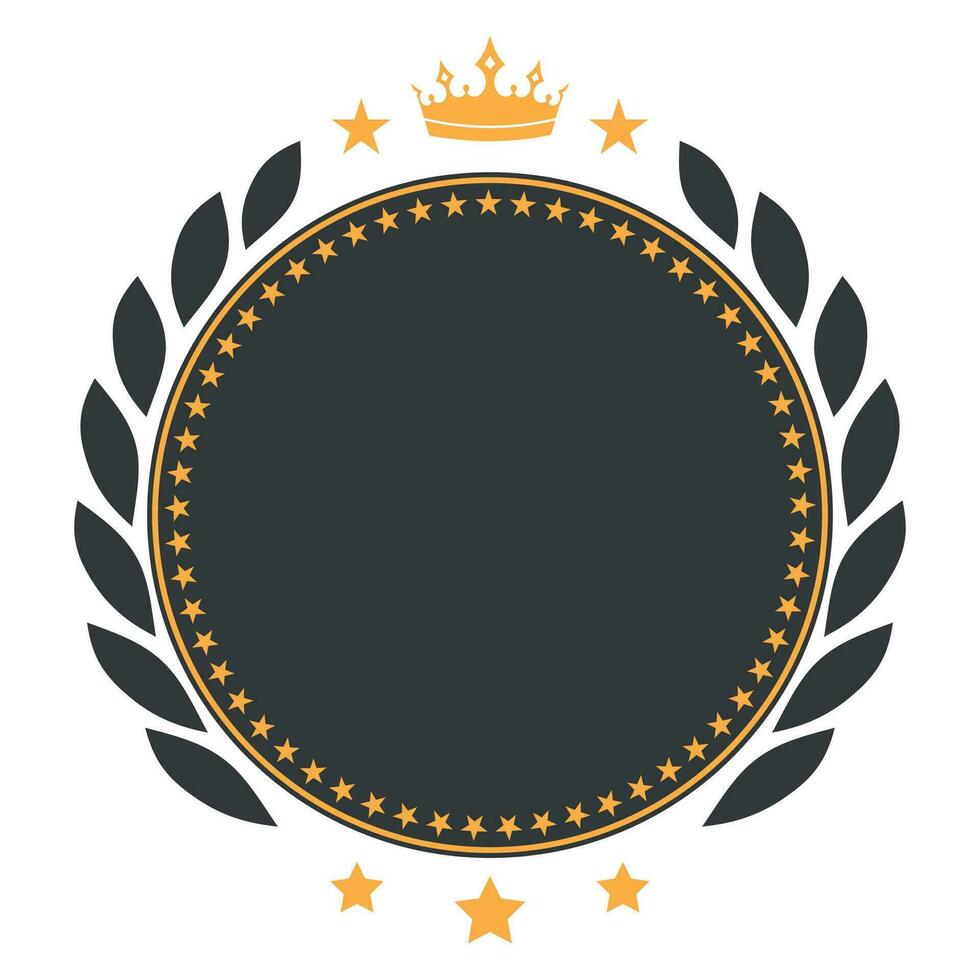 Circle emblem illustration with bay leaf vector