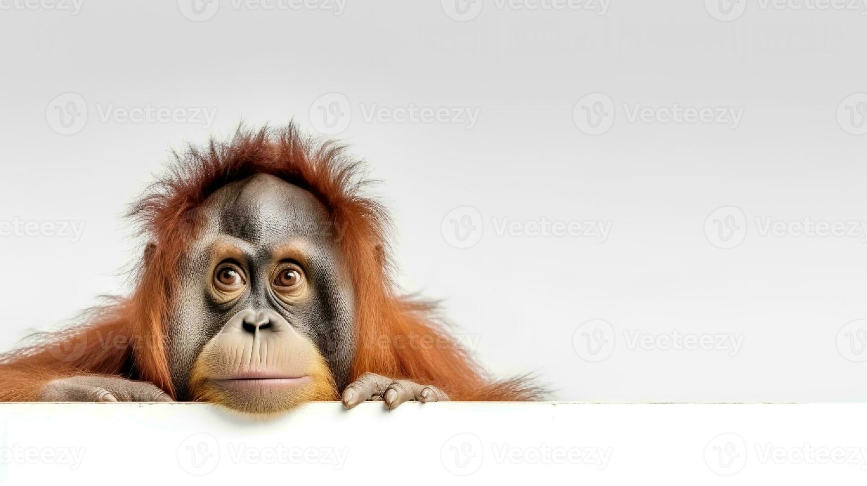 Photo of a orangutan on white background