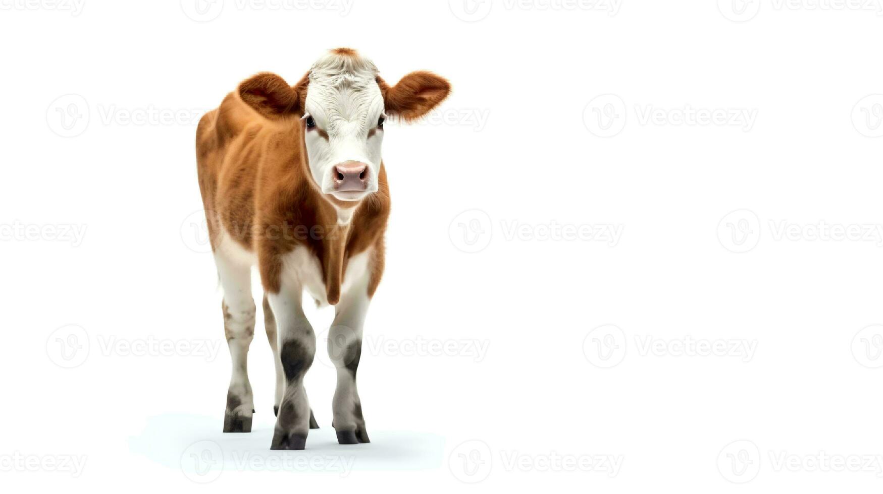 Photo of a cow on white background. Generative AI